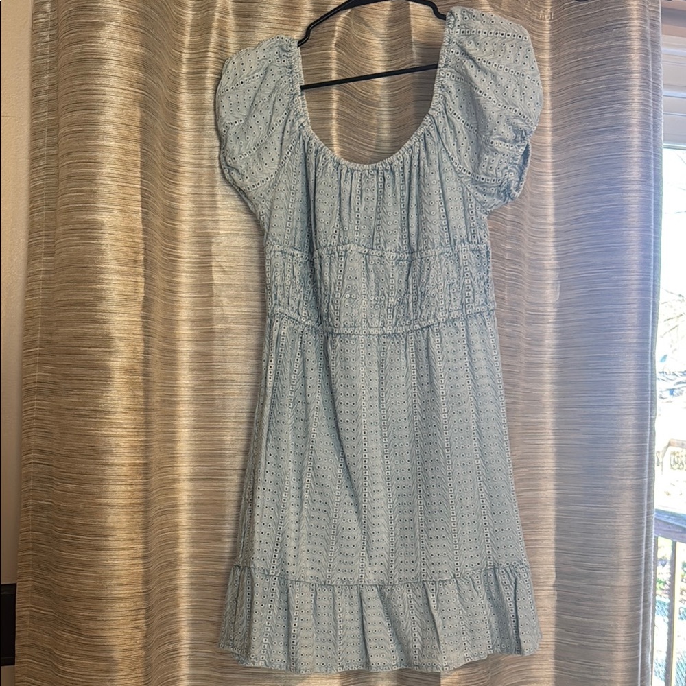 Light Blue Eyelet Mini Dress